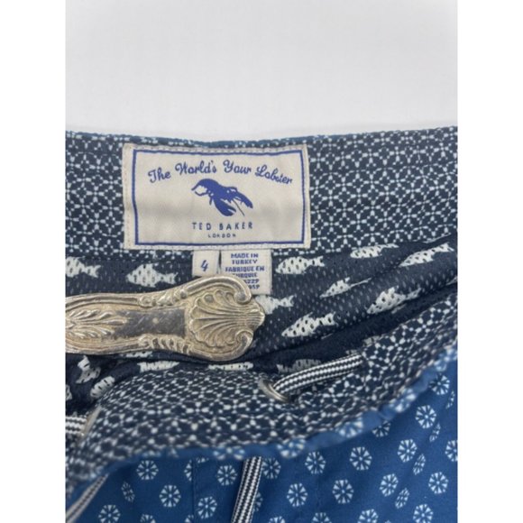 Men's Ted Baker "The World's Your Lobster" Swim Trunks SZ US 40 Blue Drawstring - Picture 4 of 4